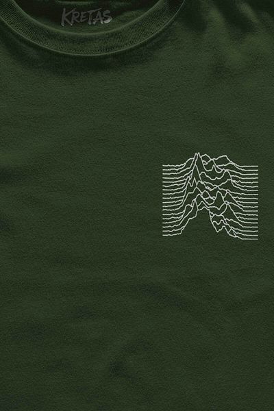 Kretas Μπλουζάκι Unisex Χακί Sound Wave Music Joy Division Ρίγες Μίνιμαλ μπλουζάκι με στάμπα μπροστά