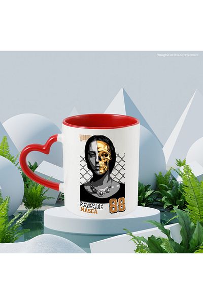 StoryGift Romania Mug Woman With Skull Mask Be Yourself Get Rid Of The Mask, 330ml, Ceramic c, With, STG