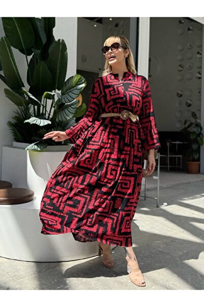 ViolettaXL Women's Plus Size Collar Button Spanish Sleeve Woven Viscosa Dress