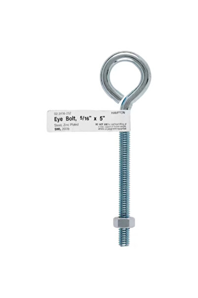 Hampton مسمار عين من الفولاذ المطلي بالزنك مع صامولة 5/16 × 5 بوصة