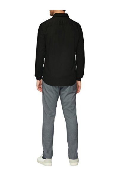 s.Oliver Men's long-sleeved shirt made of cotton and elastane blend, Slim fit, Black, 2XL