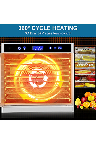 ET-LIFE Food Dehydrator with 8 Layers, Food Dryer Machine, Adjustable Temperature and Time, for Fruit/Meat