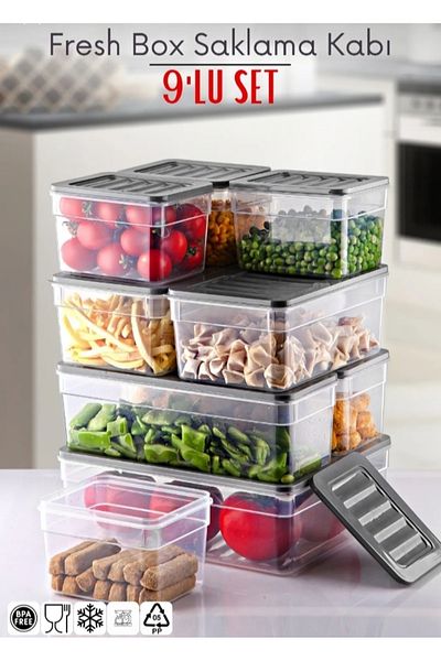VİZYON Large Size Food Storage Container Refrigerator Organizer Icebox Organizer