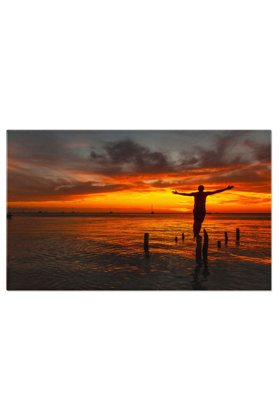 StoryGift Romania Tablou Canvas Bucurandu-se De Apus Pe Plaja Din Westerland,...