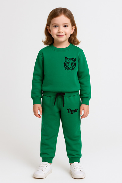 AYYBUU Unisex Kids Tracksuit Set Tiger Model Tiger Embroidered 3 - 10 Years