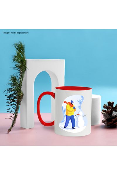 StoryGift Romania Snowman Mug, Scarf, Winter, Gloves, Multicolor 330 ml, Ceramic with Handle, With