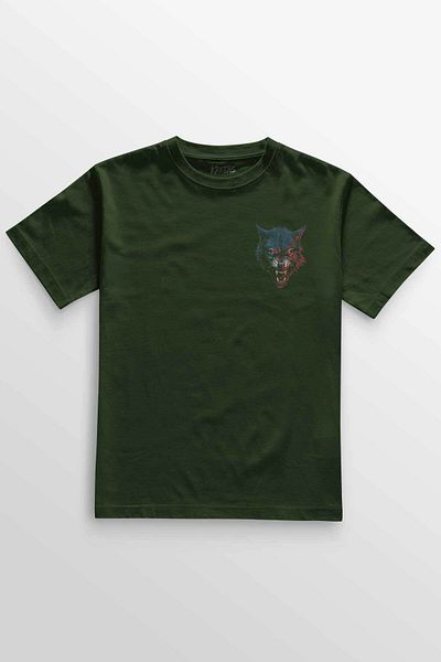 Kretas Χακί T-Shirt Claret Red Blue Wolf Wolf Red Blue Navy Blue Minimal μπροστινό μπλουζάκι Unisex