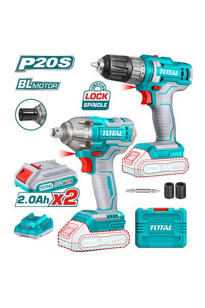 TOTAL 20V battery drill set with tire tightening drill
