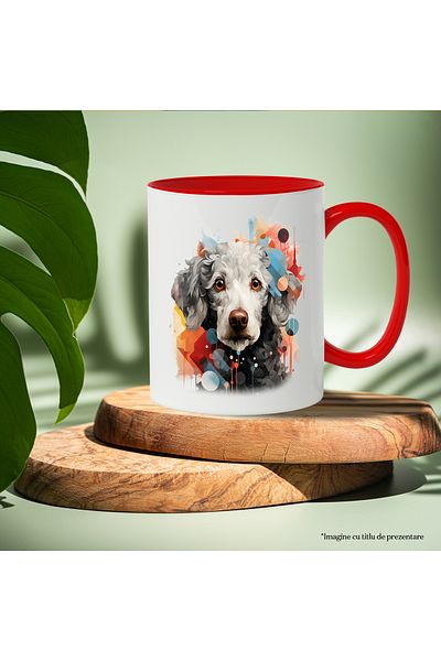 StoryGift Romania Mug With Puppy, Polka Dots, Geometric, Abstract Art, Illustration, Multicolor 330 ml,, With ,STG.