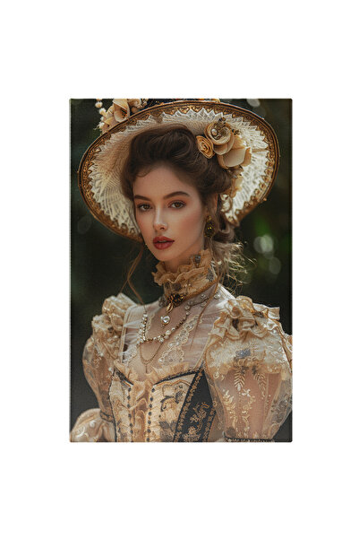 StoryGift Romania Tablou Canvas Domnita In Costum Regal Cu Trandafiri Atasati De Palaria Fermecatoare Cu Coliere