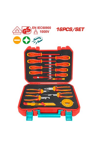 TOTAL Insulated Tool Kit Plastic Bag 16pcs/set