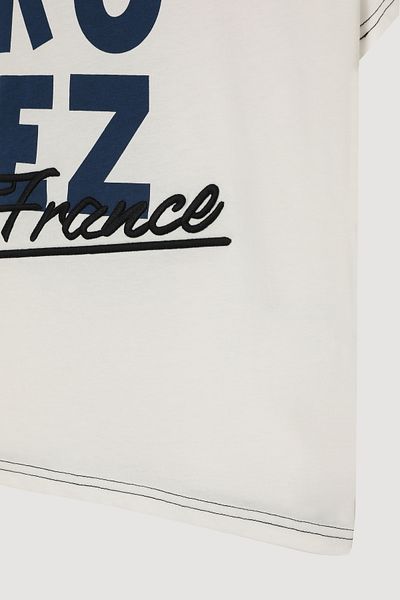 Quzu Large Text Printed T-Shirt Ecru