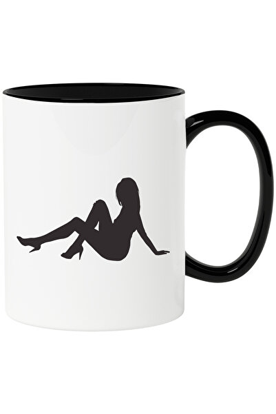 StoryGift Romania Cana Cu O Femeie Care Sta Pe Jos Cu Maner Negru, Cu Maner N...