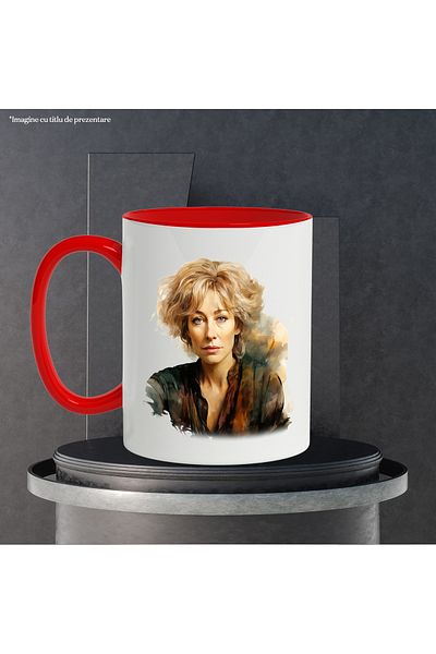 StoryGift Romania Mug With Charlize Theron, Actress, Portrait, Celebrity, Multicolor 330 ml, Wax, With ,STG