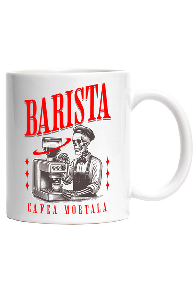 StoryGift Romania Cana Barista Schelete Cafea Mortala Iubitor De Coffee, 330ml, Ceramic Cu Maner A, Cu ,stg