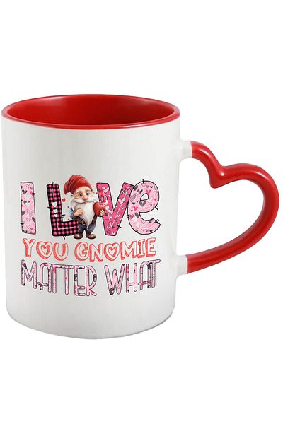 StoryGift Romania Mug with a dwarf holding a heart with the message "I love you, gnomie, matter what",, With ,STG