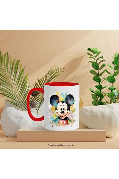 StoryGift Romania Mickey Mouse Mug, Character, Disney, Mice, Watercolor, Multicolor 330 ml, , With ,STG