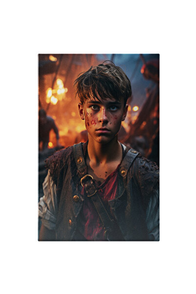 StoryGift Romania Tablou Canvas: Lupta Cu Foc, Baiat Cu Privirea Trista Si Oc...