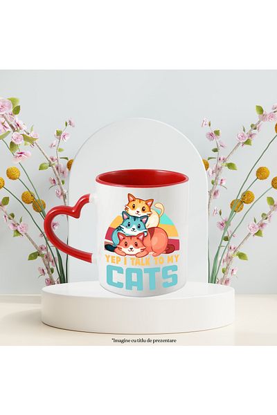 StoryGift Romania Cat mug with the message "Yep, I talk to my cats", speaks to cats, illustrated, With ,STG