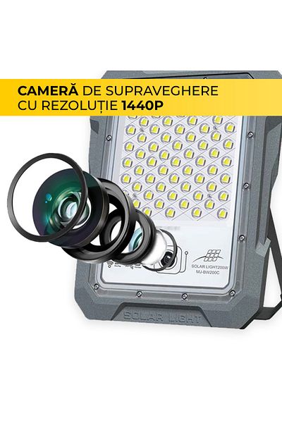 CLASSLIGHTS Proiector LED cu cameră video integrată, 100w, alimentat cu energie solară, 1440p, Wi-Fi, 18.000 Mah