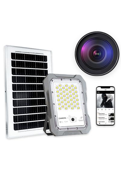CLASSLIGHTS Proiector LED cu cameră video integrată, 100w, alimentat cu energie solară, 1440p, Wi-Fi, 18.000 Mah