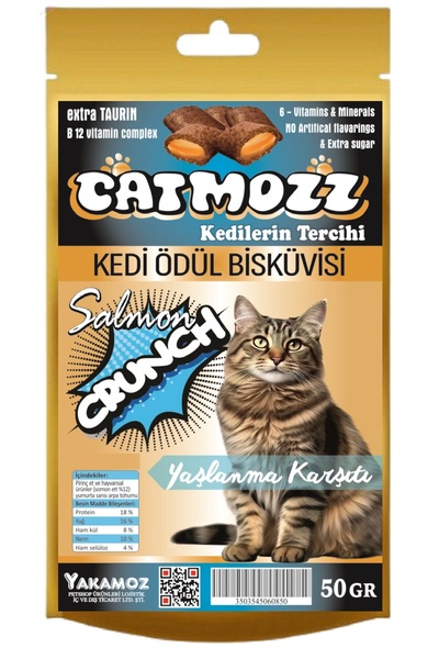 CatMozz Crunch Yaşlanma Karşıtı Dışı Çıtır İçi Yumuşak Kedi Ödül Bisküvisi So...