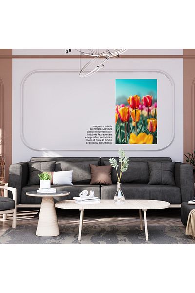 StoryGift Romania Tablou Canvas: Lalele Pestrițe În Grădina Simfoniei De Culori Armonie Cromatică Close Up Pictur
