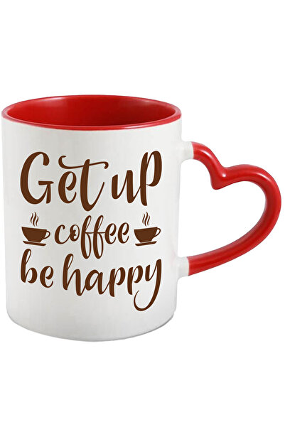StoryGift Romania Cana Cu Textul "ridica-te, Cafea, Fii Fericit" Cu Maner Ini...