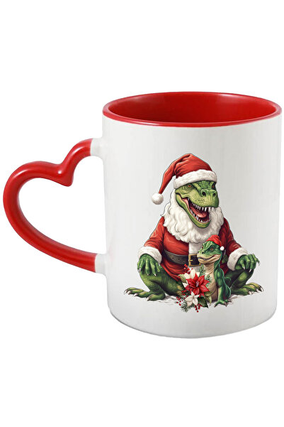 StoryGift Romania Cana Cu Un Dinozaur Verde Costumat In Mos Craciun | Ilustra...