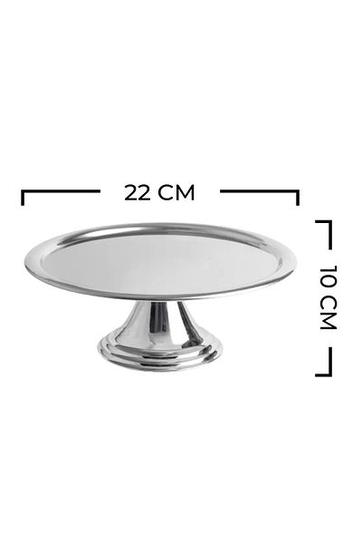 SEVA ÇELİK Stainless Steel 1 Piece Round Foot Cake Presentation Holder Cooky Holder Luxury