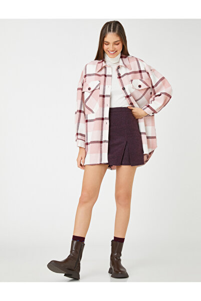 Koton Mini Şort Etek Yırtmaç Detaylı Beli Lastikli