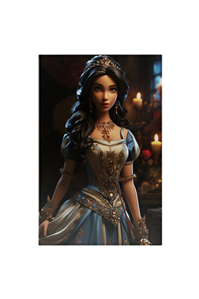 StoryGift Romania Tablou Canvas: Prințesa Azurie Bruneta Cu Bijuterii De Ball...