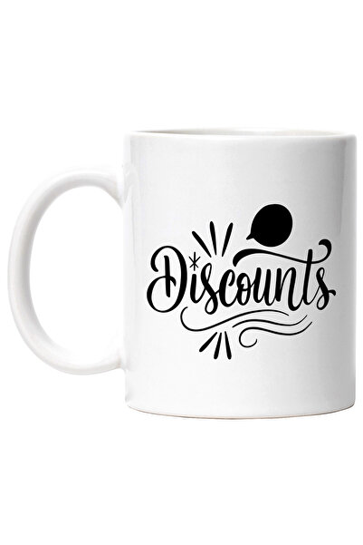 StoryGift Romania Cana Cu Textul "discounts" - Reduceri Preturi Mai Mici Cu Maner Alb, Cu Maner Alb Stg,stg
