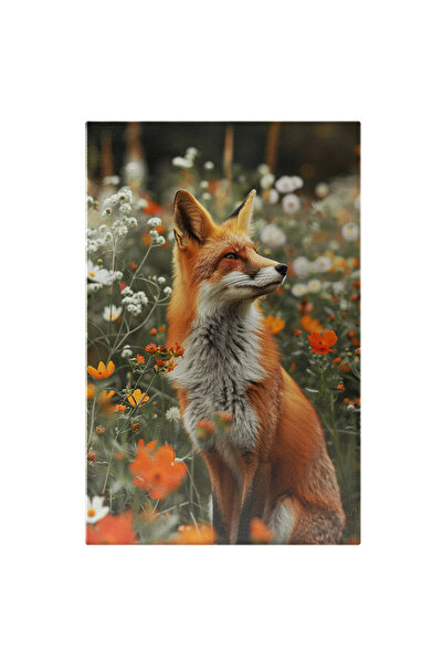 StoryGift Romania Tablou Canvas: Vulpe În Câmp Cu Flori- Natură Pictura Digitala