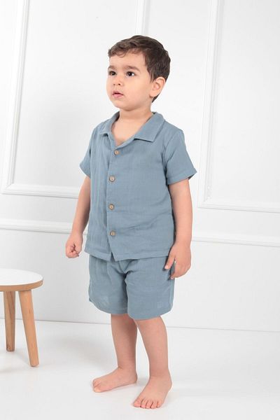 Cuckoo Cotton Boy's Muslin Collar Suit with Shorts