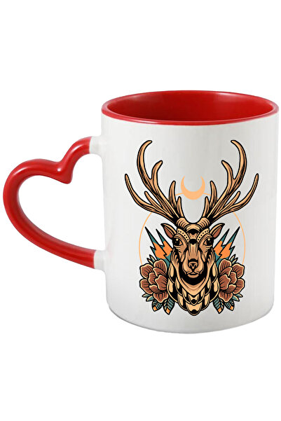 StoryGift Romania Cana Cu Cerb, Luna, Flori, Frunze, Tepi, Totem, Cerc, Multi...