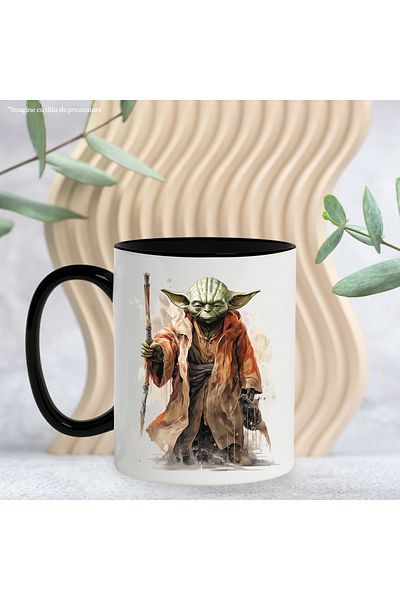 StoryGift Romania Mug With Yoda, Staff, Rain, Master, Jedi, Star Wars, Multicolor 330 m, Ceramic, With ,STG .
