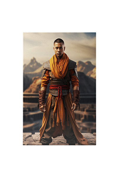 StoryGift Romania Tablou Canvas: Maestrul Shaolin In Haine Portocali Practica...