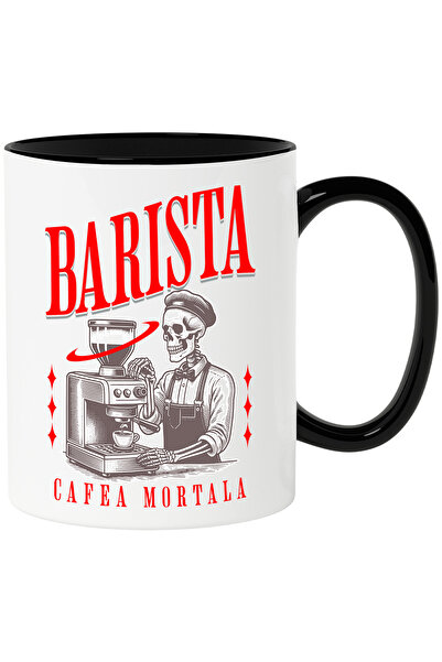 StoryGift Romania Cana Barista Schelete Cafea Mortala Iubitor De Coffee, 330ml, Ceramica Cu Maner , Cu ,stg