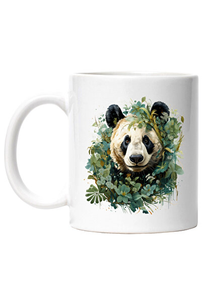 StoryGift Romania Cana Cu Urs Panda, Vegetatie, Frunze, Flori, Exotic, Natura...