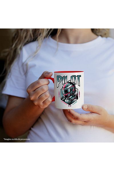 StoryGift Romania Racing car pilot speed lover mug, 330ml, Ceramic with Red Handle, With Handle, STG.