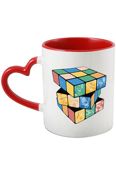 StoryGift Romania Cana Cu Arta Abstracta, Cub Rubik, Ferestre, Plaja, Gym, Multicolor 330 Ml, Cera, Cu ,stg