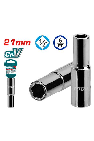 TOTAL 21mm 1/2" Long Chrome Hexagon Bead
