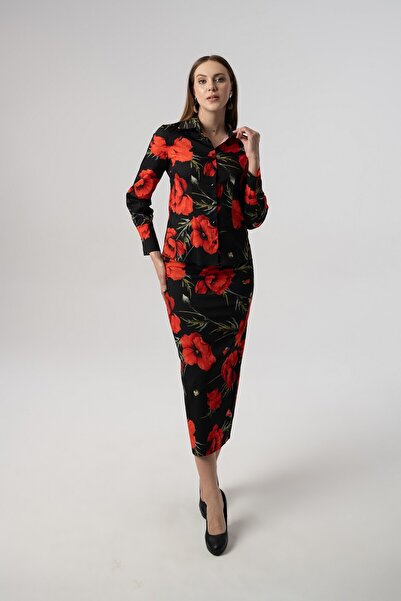 Elaris Exclusive ELBİSE Atlas gömlek etekli takım