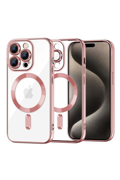 SKYDDAR INNOVATION Husă pentru iPhone 15 Pro Max, Luxury Shield Magsafe, protecție antișoc, roz, set de autocolante