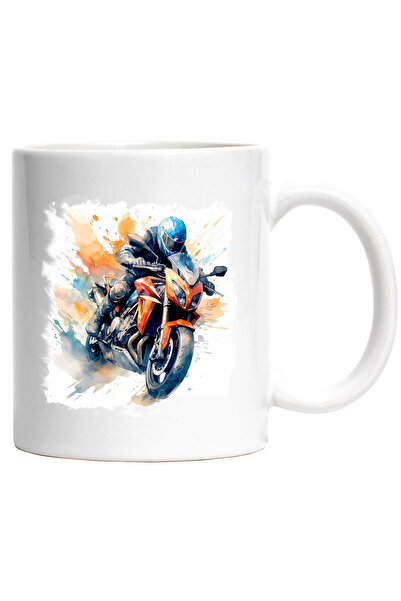 StoryGift Romania Cana Cu Motocicleta, Watercolor, Casca, Echipament, Multico...