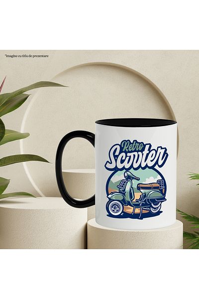 StoryGift Romania Mug With Retro Scooter Message, Clouds, Desert, Mountain, Travel, Multicolor 330 ml, , With
