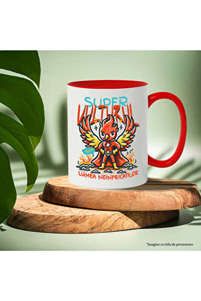 StoryGift Romania Super Eagle Mug-World of the Fearless, 330ml, Ceramic with Red Handle, With Red Handle, STG