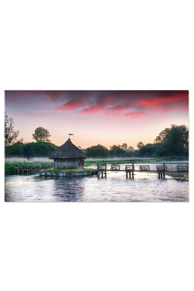 StoryGift Romania Tablou Canvas Cabana Pescarului Cu Acoperis De Paie, Paie, ...