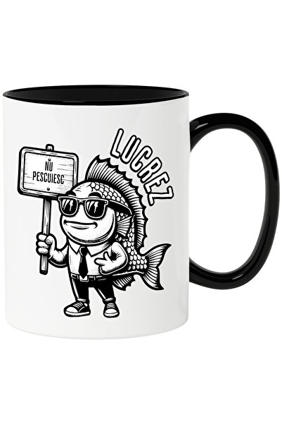 StoryGift Romania Cana Peste Haios Mesaj Lucrez. Nu Pescuiesc, 330ml, Ceramic...